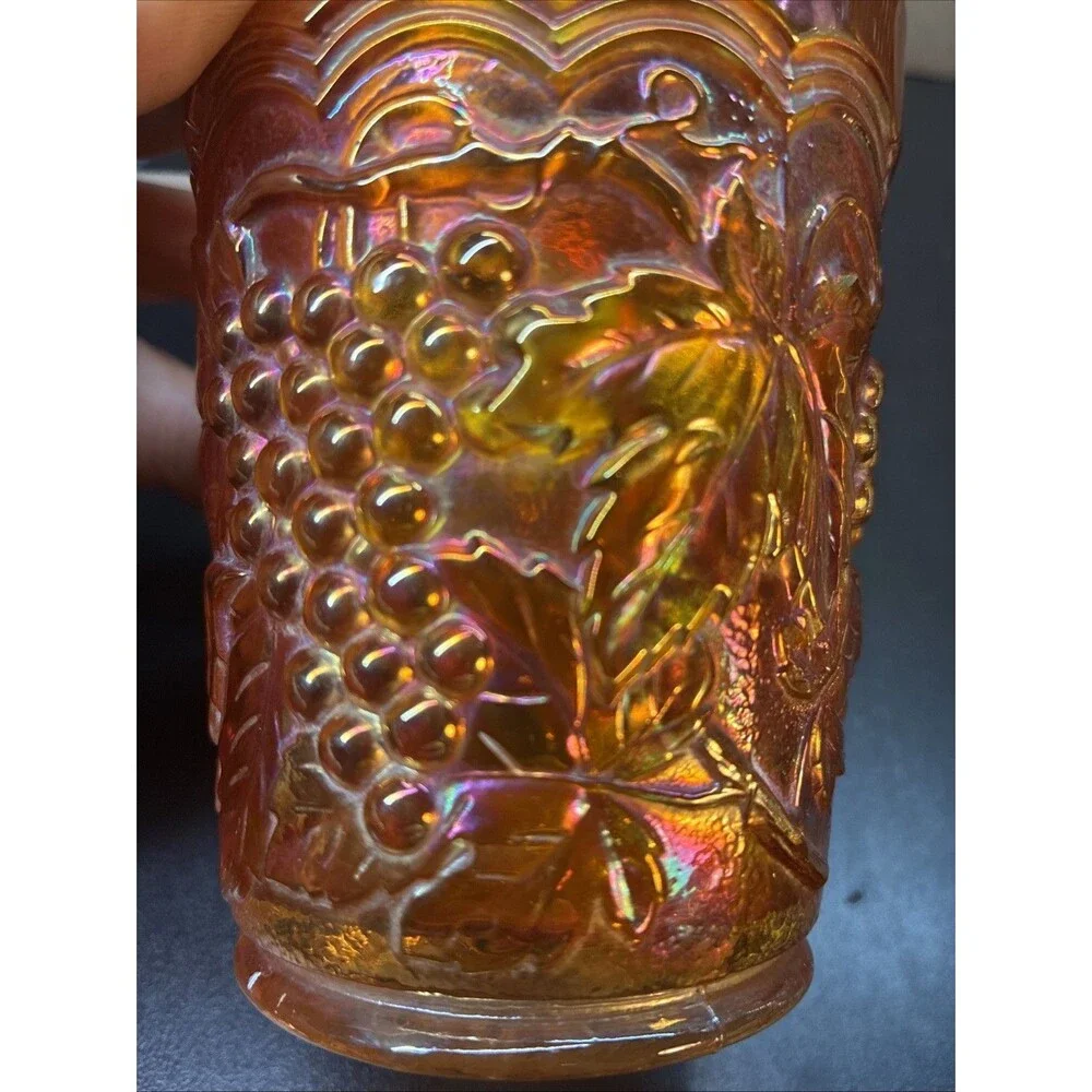 Vintage Imperial Carnival Glass Marigold Grape Pattern Tumbler Cup 4 